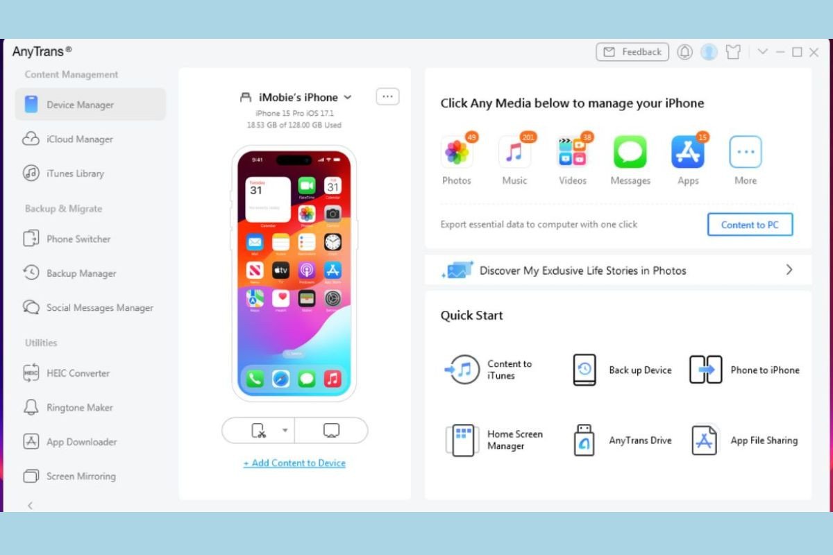 AnyTrans giúp chuyển ảnh từ Android sang iPhone dễ dàng