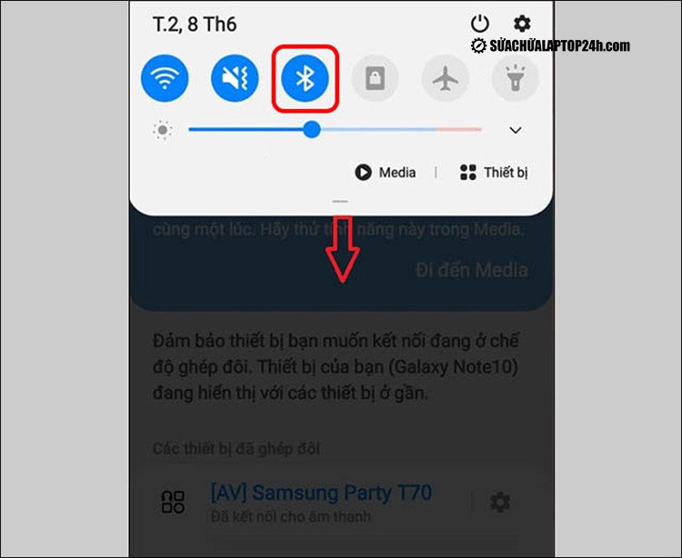 bật bluetooth trên điện thoại Android để ghép nối với laptop Win 7