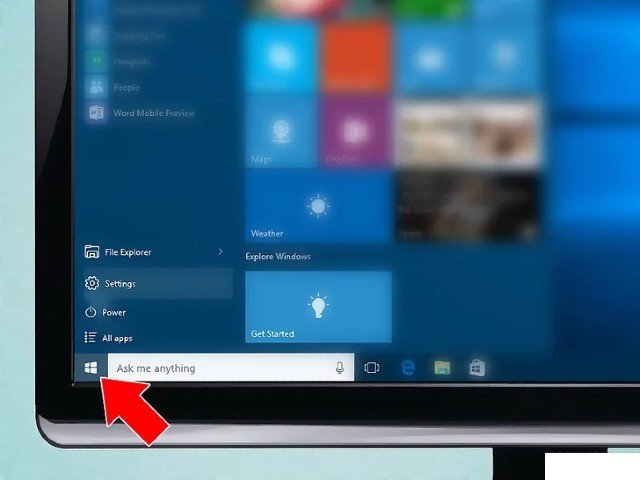 Biểu tượng Start của Windows trên máy tính, bước đầu để kết nối tai nghe bluetooth