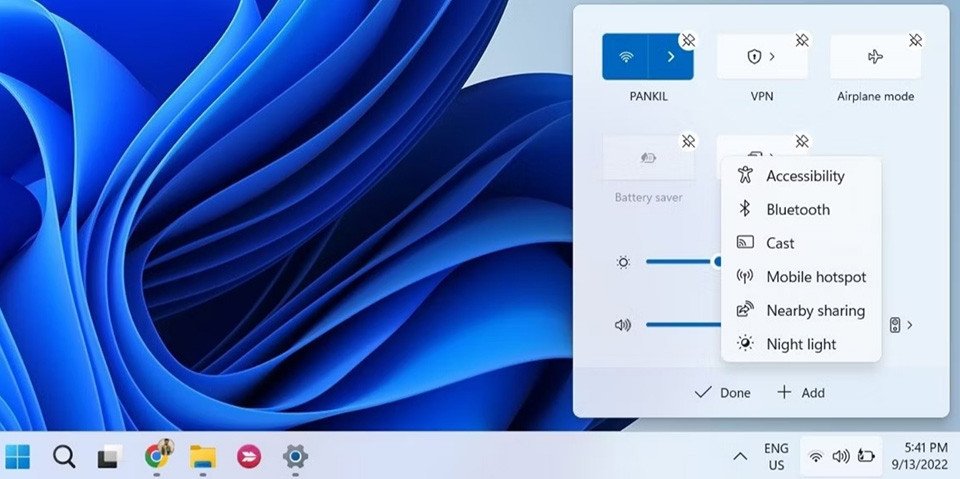 Cách thêm tùy chọn Bluetooth vào bảng Quick Settings trên Win 11