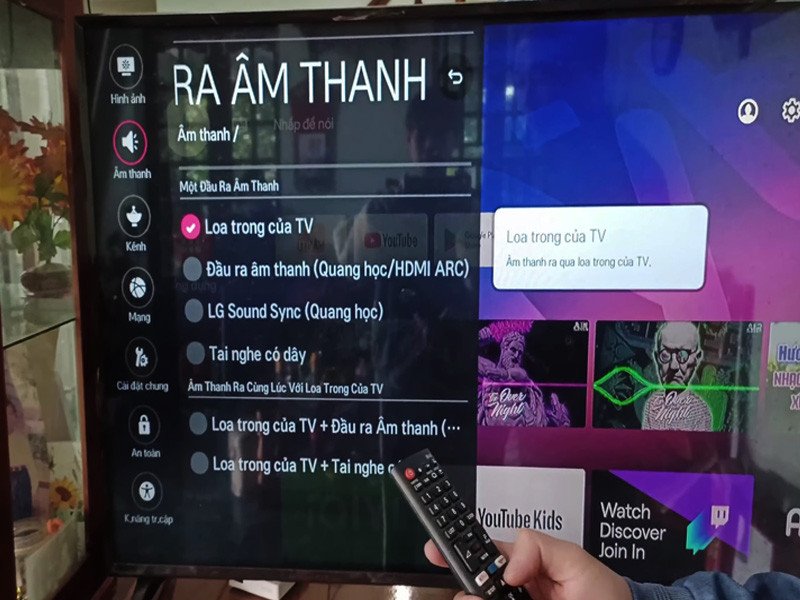 Cài đặt đầu ra âm thanh quang học trên tivi