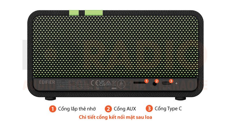 Cận cảnh mặt trước loa Edifier MP230, thể hiện thiết kế vintage và phím điều khiển