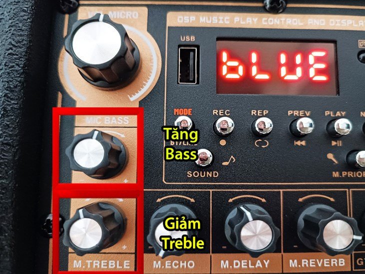 Chỉnh âm bass và treble cho micro kết nối loa bluetooth