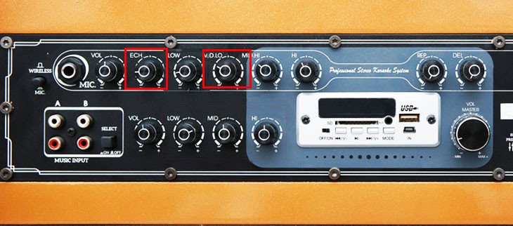 Chỉnh hiệu ứng echo trên bảng điều khiển loa bluetooth