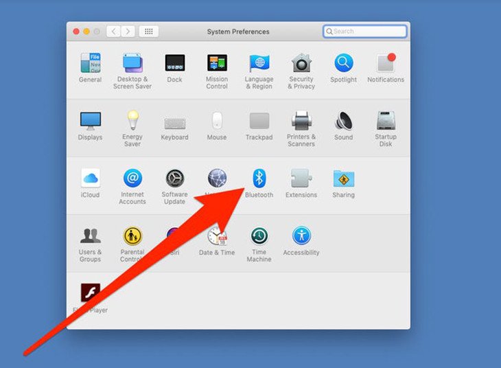 Chọn biểu tượng Bluetooth trong System Preferences