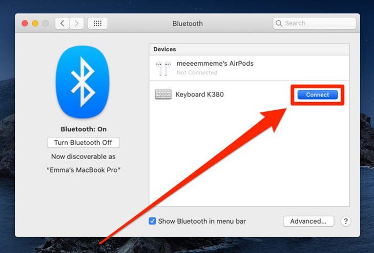 Chọn Kết nối khi bàn phím Bluetooth của bạn hiện ra trong danh sách