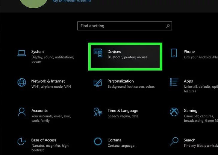 Chọn mục Devices trong Settings để quản lý thiết bị