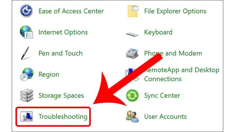 Chọn mục Troubleshooting để tìm kiếm các vấn đề về driver Bluetooth