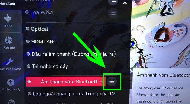 Chọn tùy chọn Bluetooth trong danh sách đầu ra âm thanh để dò tìm loa Bluetooth