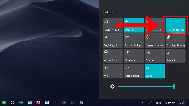 Click vào biểu tượng Bluetooth để kích hoạt
