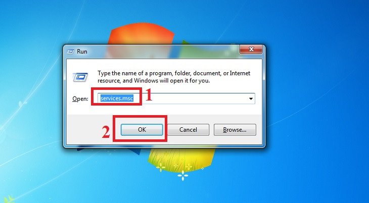 Cửa sổ Run trên Windows để mở Services, bước đầu tiên khắc phục lỗi dịch vụ Bluetooth không nghe được âm thanh