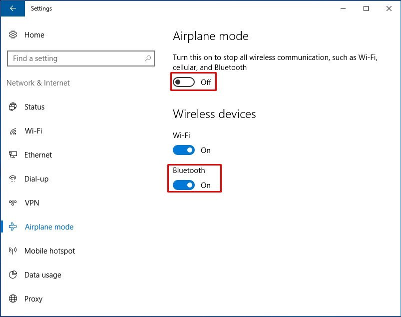 Đảm bảo chế độ máy bay đã tắt trên Windows để kích hoạt Bluetooth