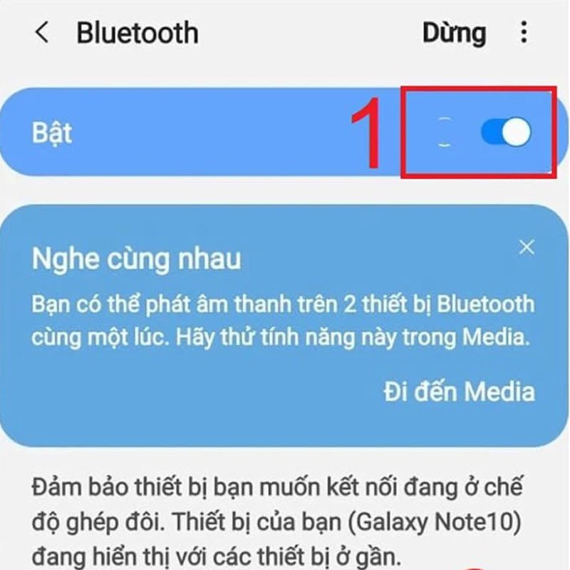 Danh sách các thiết bị Bluetooth khả dụng trên điện thoại Android