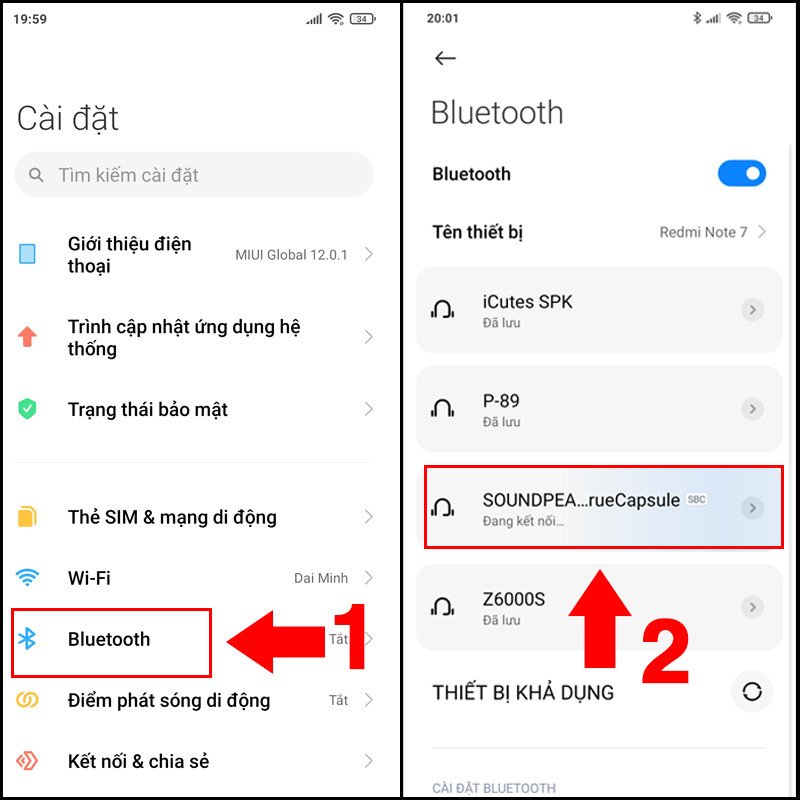 Điện thoại tắt bật Bluetooth