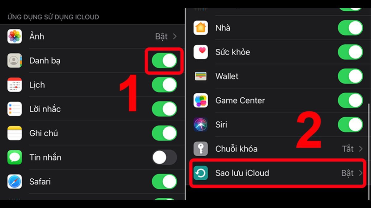 Đồng bộ danh bạ iPhone qua iCloud