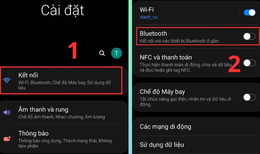 Giao diện cài đặt Bluetooth trên điện thoại Android để kết nối loa kéo