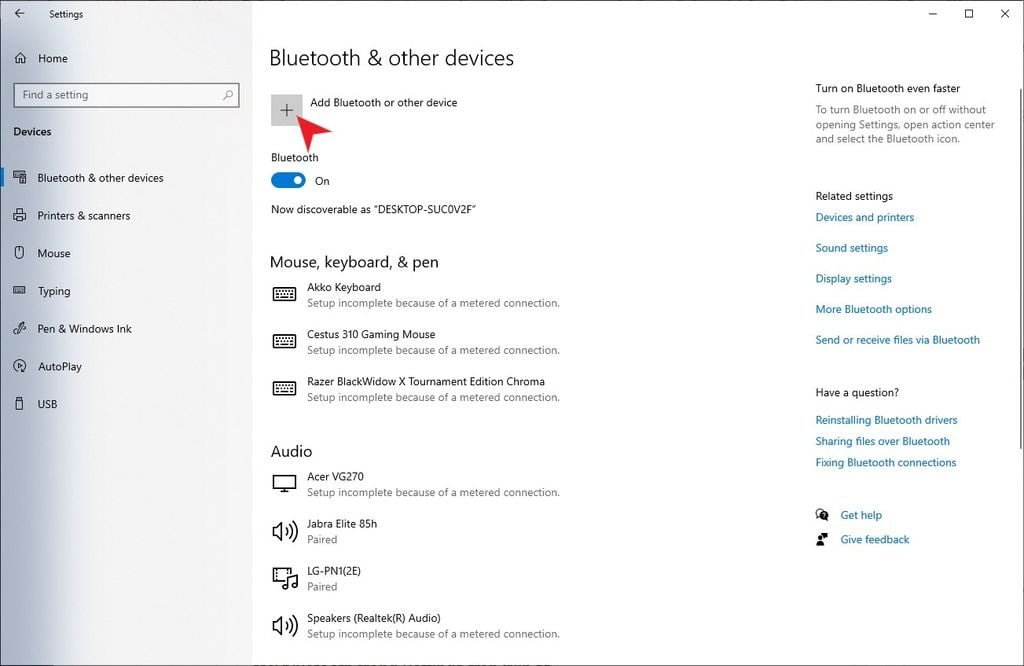 Giao diện Thêm Thiết Bị Bluetooth trên Windows