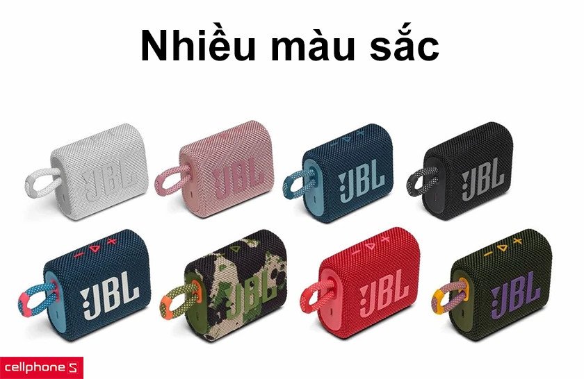 JBL Go 3 với quai xỏ ngón tiện dụng và nhiều màu sắc