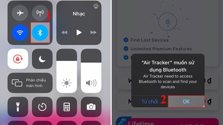 Kích hoạt Bluetooth để tìm kiếm tai nghe Bluetooth bị mất