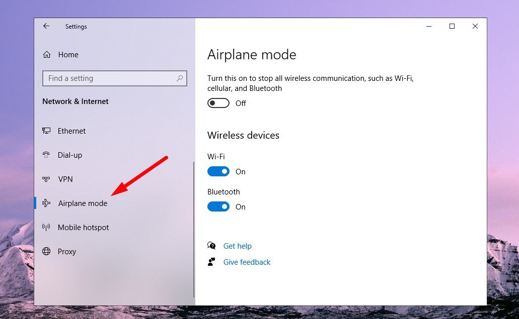 Kiểm tra chế độ máy bay để khắc phục Bluetooth Not Available