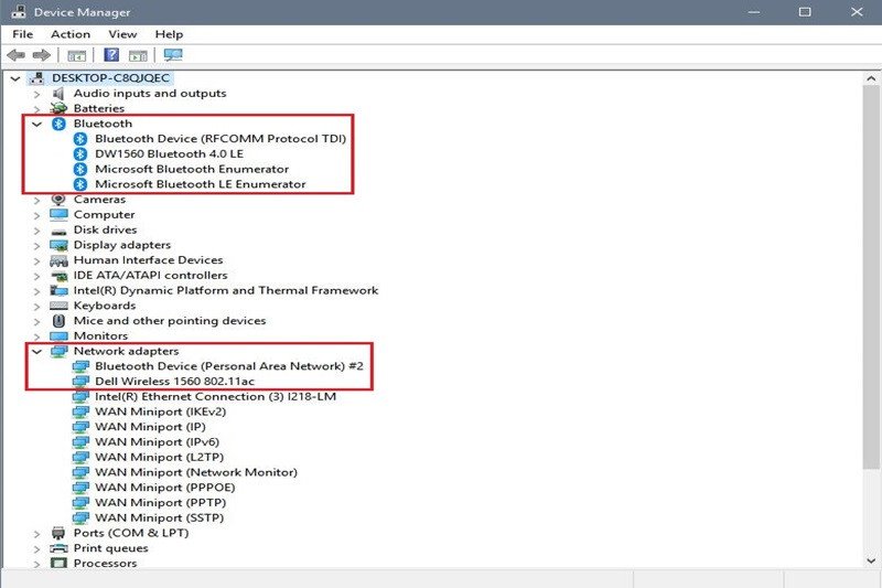 Kiểm tra thiết bị Bluetooth trong Device Manager để tải bluetooth cho máy tính