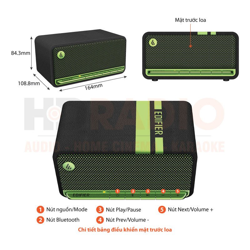 Loa Bluetooth Edifier MP230 màu gỗ cổ điển, âm bass chi tiết và rõ ràng