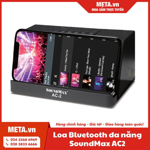 Loa Bluetooth SoundMax AC2 đa năng, bass trầm ấm, kèm sạc không dây