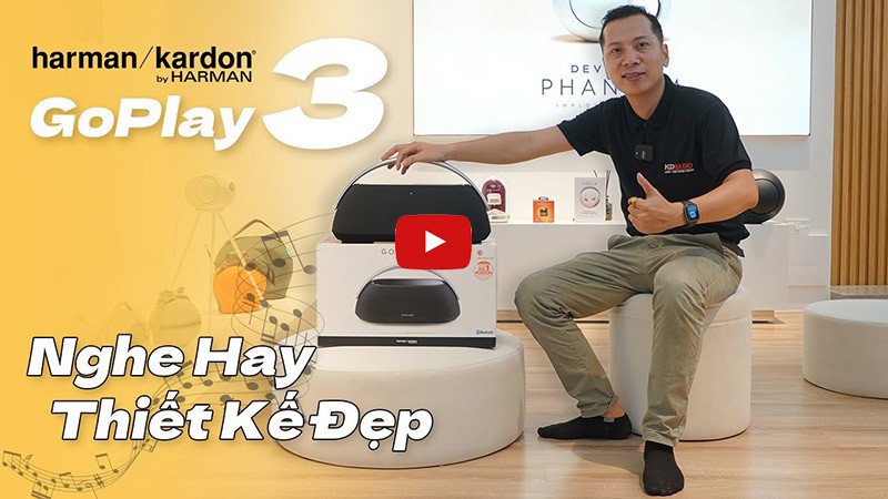 Loa Harman Kardon Go Play 3 với thiết kế sang trọng, sẵn sàng mang đến trải nghiệm âm thanh bass mạnh mẽ.