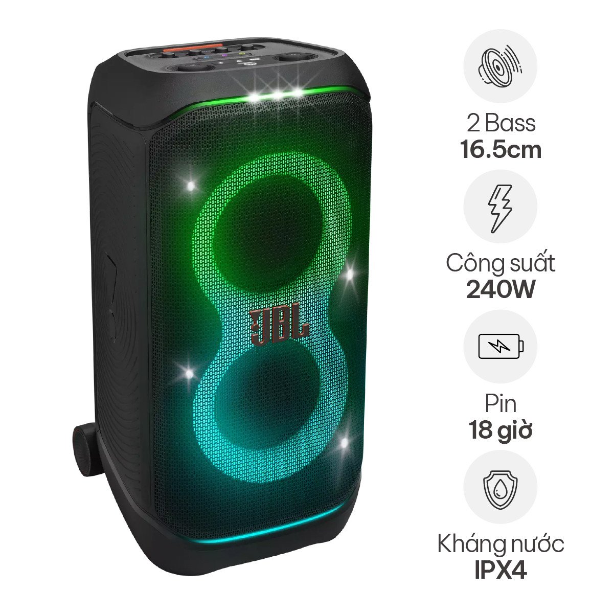 Loa karaoke bluetooth JBL PartyBox Stage 320 với hiệu ứng ánh sáng