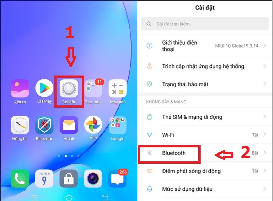 Màn hình cài đặt Bluetooth trên điện thoại Android, bước đầu để kết nối loa