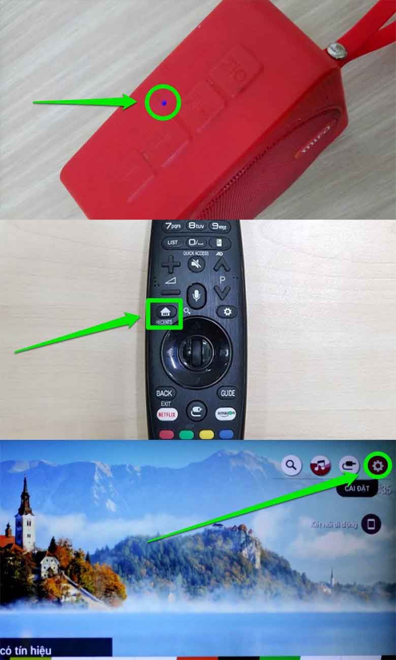 Màn hình chính của tivi LG hiển thị giao diện Home để bật tính năng Bluetooth