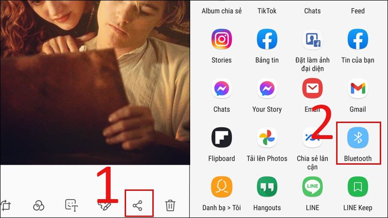 Menu chia sẻ ảnh trên điện thoại Android