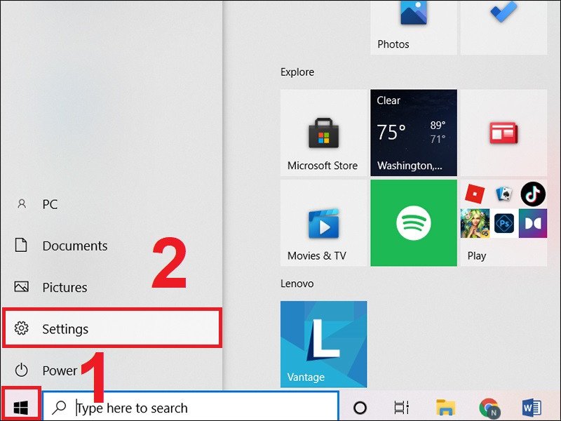 Mở Bluetooth qua Settings trên Win 10