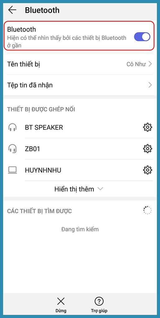 Mở Bluetooth trên điện thoại để tìm thiết bị