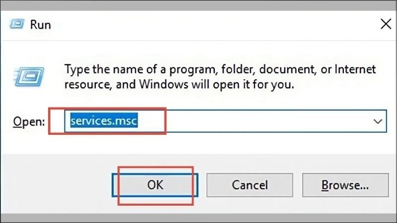 Mở cửa sổ Run và gõ services.msc để truy cập các dịch vụ Bluetooth trên Windows.