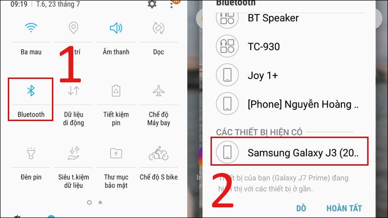Người dùng Android kết nối Bluetooth để chuyển ảnh