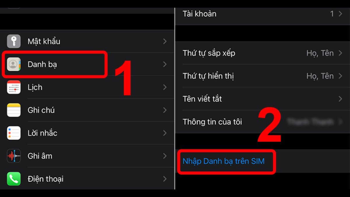 Nhập danh bạ từ SIM sang iPhone