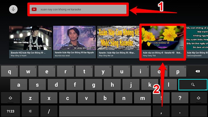 Nhập tên bài hát muốn hát karaoke trên YouTube
