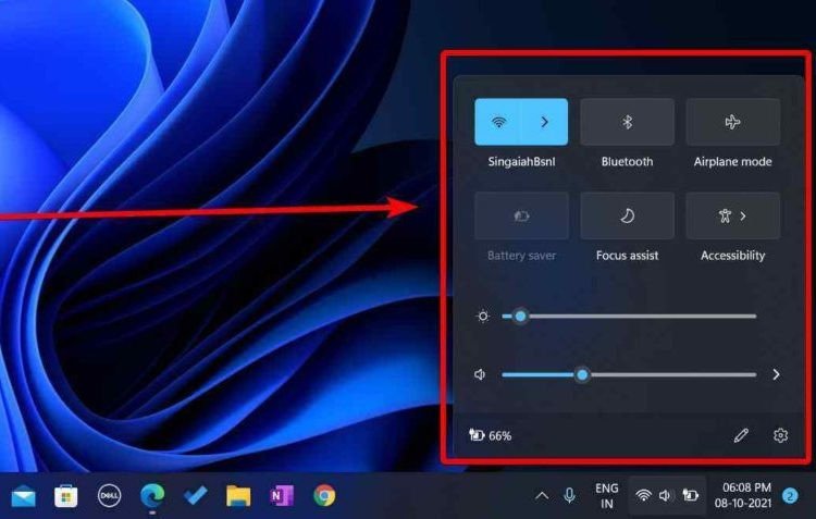 Phím tắt Windows + A để mở trung tâm hành động trên Windows 11 và bật Bluetooth.
