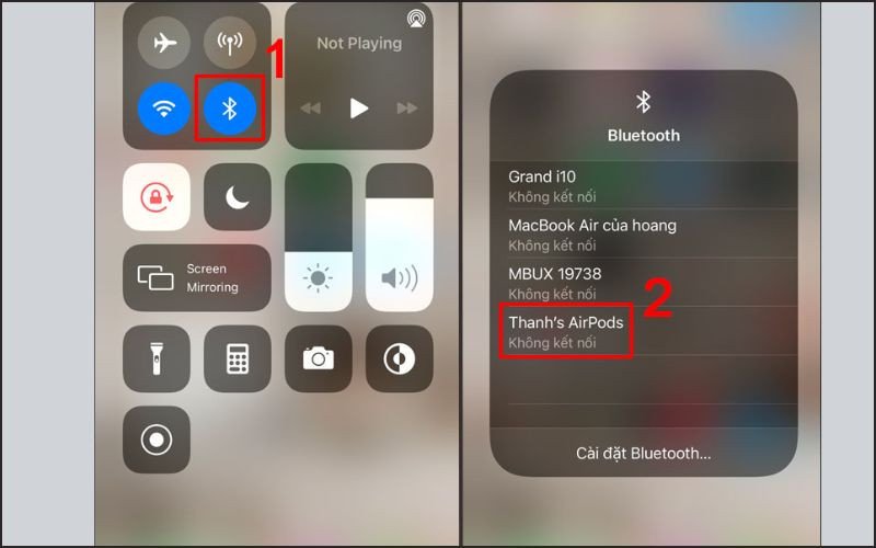 Sử dụng Trung tâm điều khiển để bật nhanh Bluetooth trên điện thoại iP