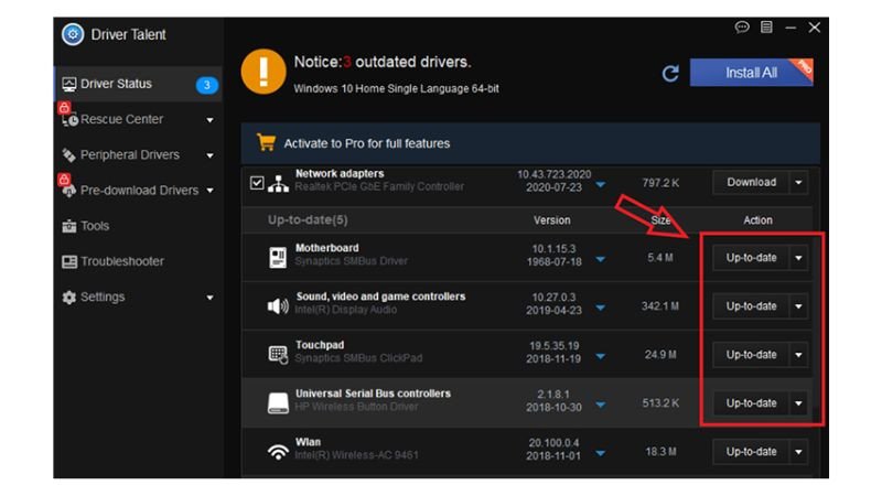 Sửa lỗi và cài đặt driver Bluetooth cho Win 10 bằng Driver Talent