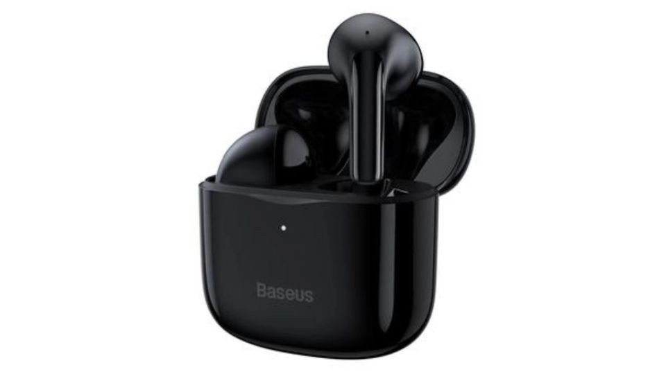 Tai nghe Baseus Bowie E3 màu đen với thiết kế in-ear sang trọng và hiện đại, thể hiện công nghệ sạc nhanh và âm thanh chất lượng cao của tai nghe bluetooth tốt nhất.