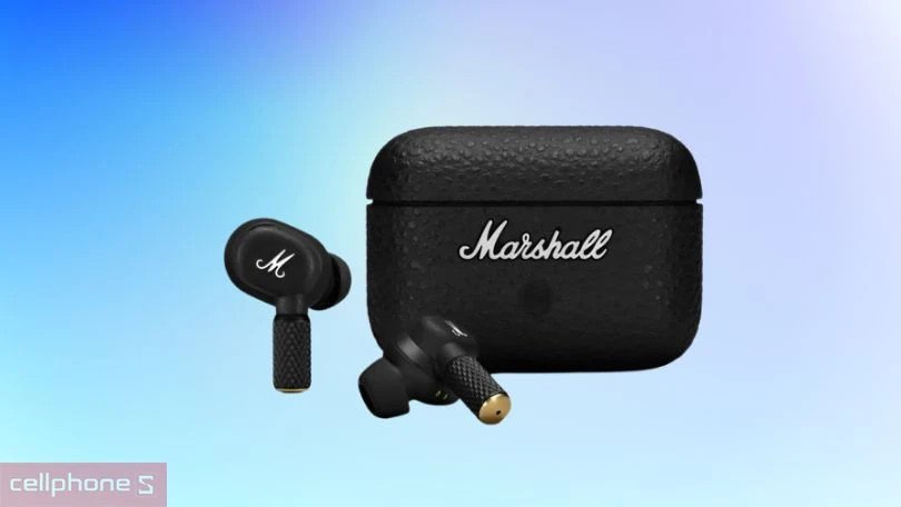 Tai nghe bluetooth Marshall chụp tai màu đen với logo trắng