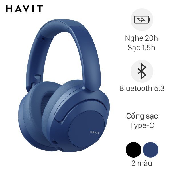 Tai nghe chụp tai Bluetooth Havit H667BT màu xanh