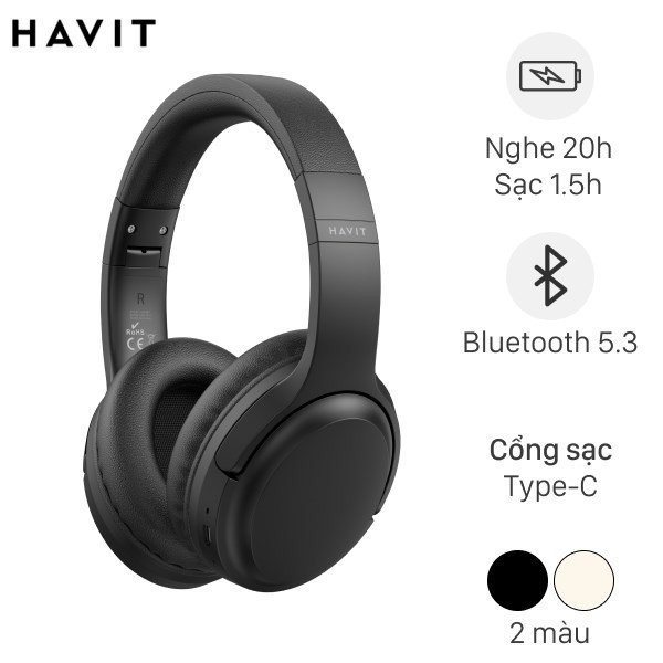 Tai nghe Havit H662BT màu đen, thiết kế sang trọng