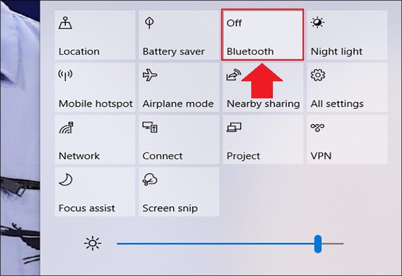 Tắt Bluetooth trên Win 10 từ Action Center