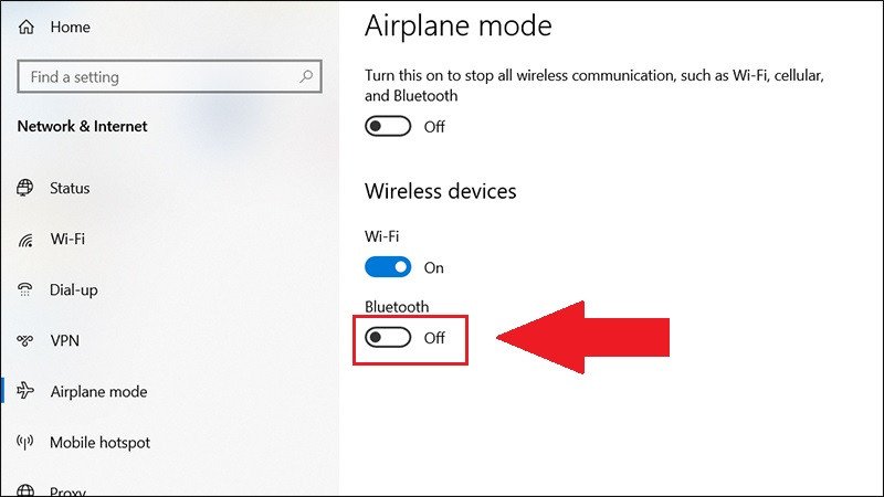 Tắt Bluetooth trên Windows 10 qua Chế độ máy bay
