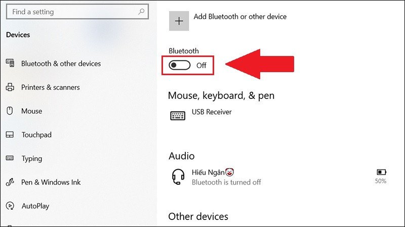 Tắt Bluetooth trên Windows 10 qua Settings