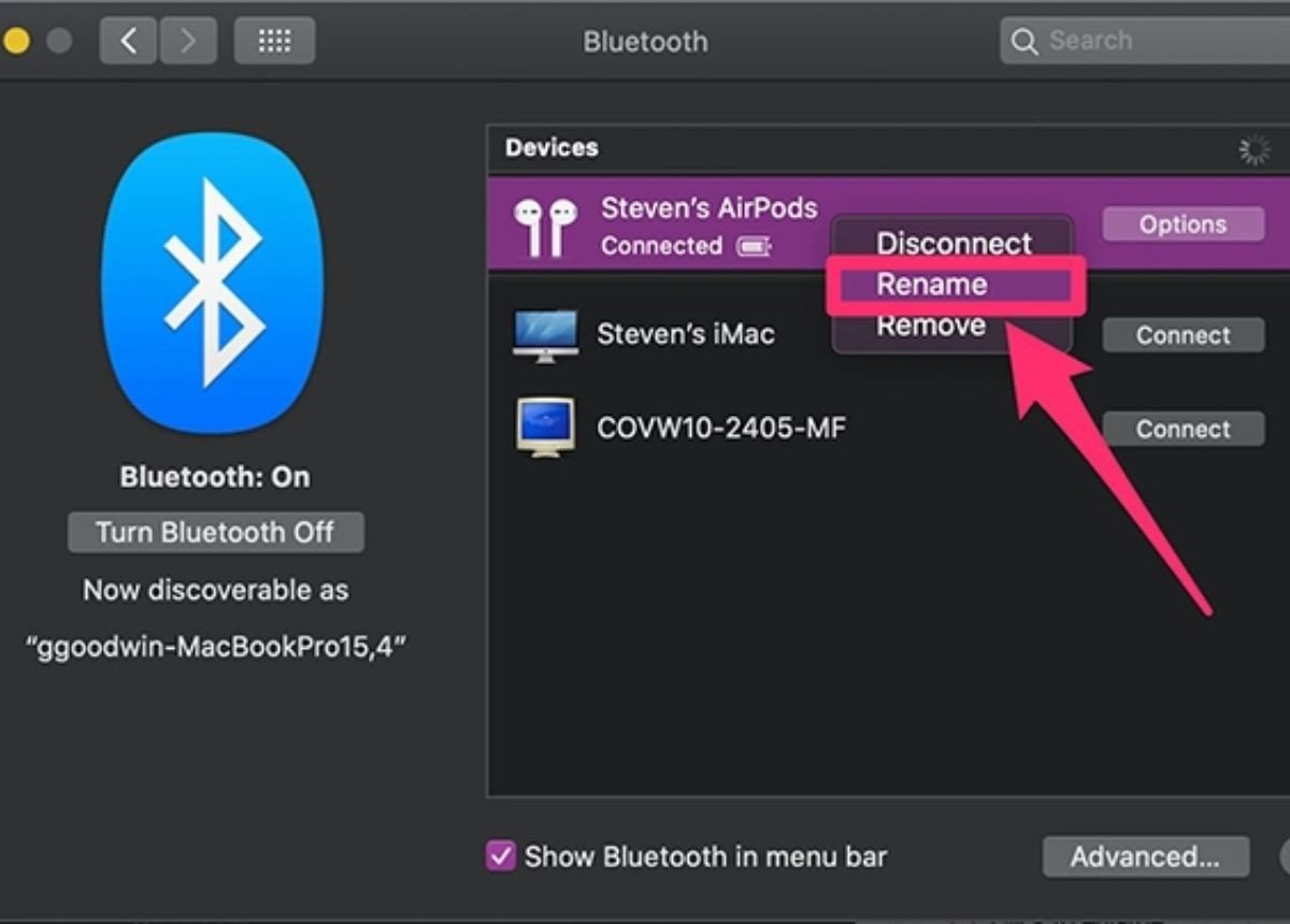 Thay đổi tên AirPods trên Macbook