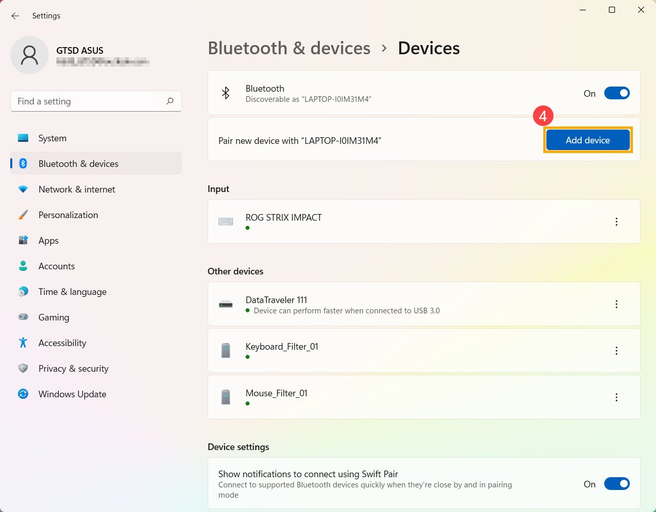 Thêm thiết bị Bluetooth mới trên Windows 11 để ghép nối tai nghe